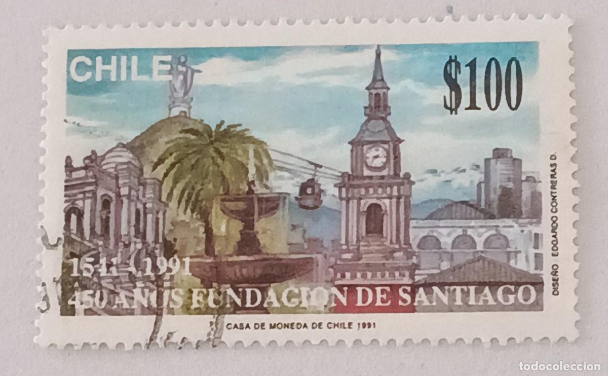 Sellos: Sellos Chile 1991 450 Aniversario de la fundaci&oacute;n de Santiago de Chile.