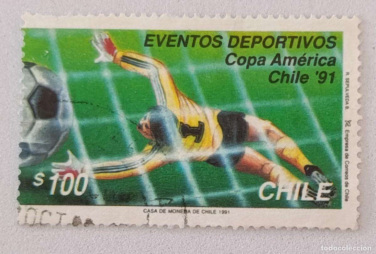 Sellos: Sellos Chile 1991 F&uacute;tbol. Copa Am&eacute;rica de selecciones nacionales. Chile&acute;91
