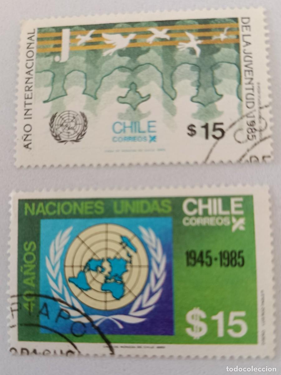 Sellos: Sellos Chile 1985 Acontecimientos. Par vertical.