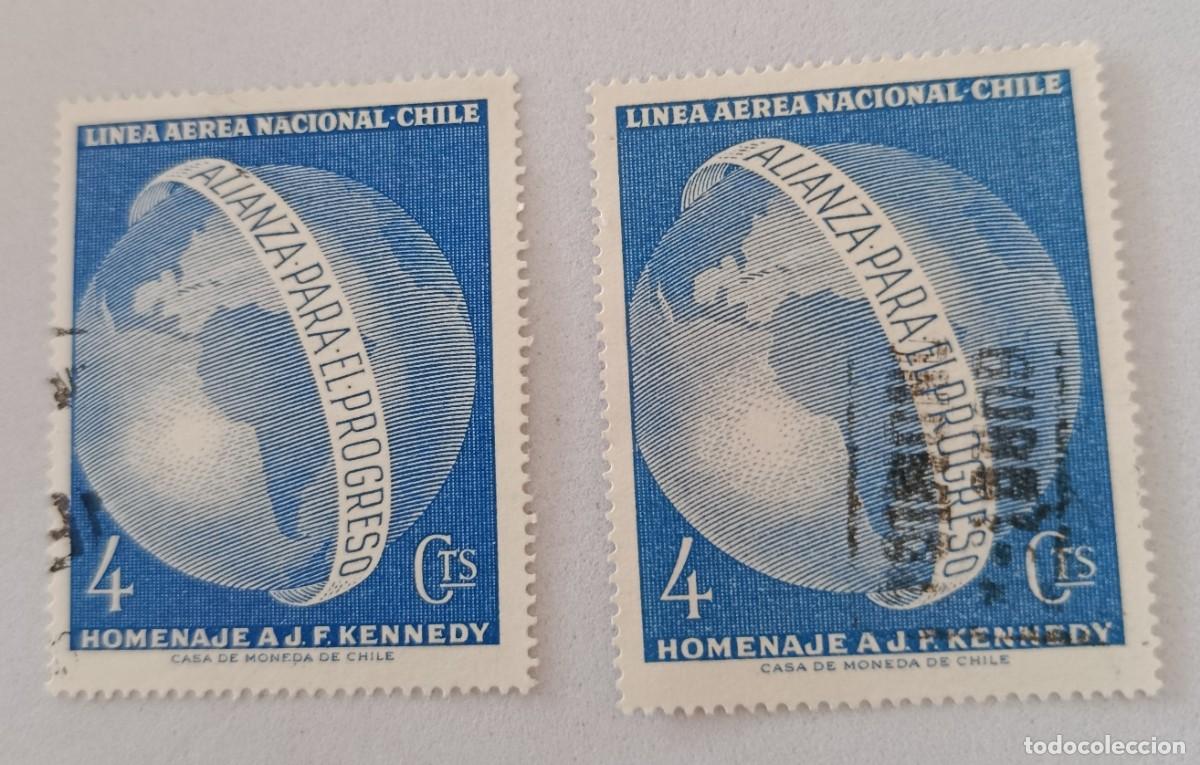 Stamps: Sellos Chile 1964 Alianza por el progreso y homrnaje a J. F. Kennedy. A&eacute;reo.