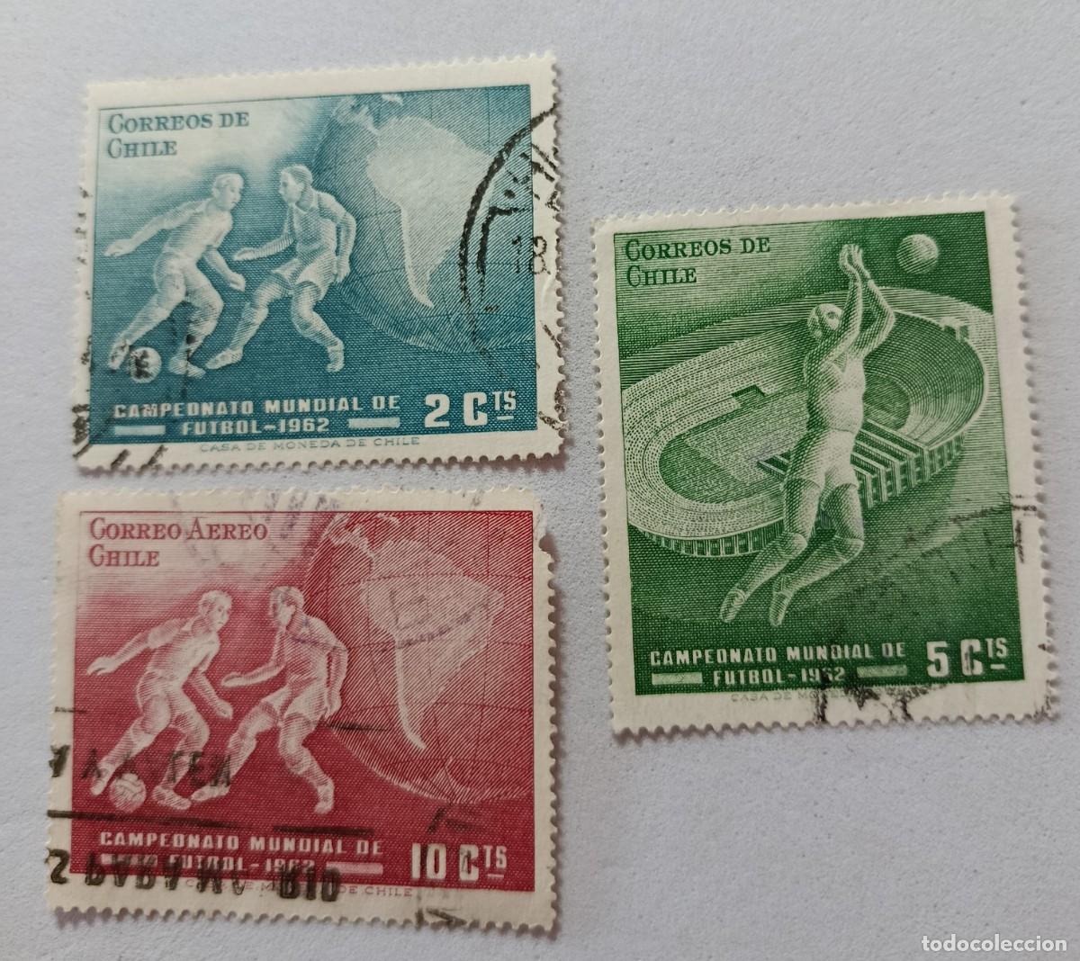 Timbres: Sellos Chile 1962 F&uacute;tbol. Campeonato mundial. Chile.