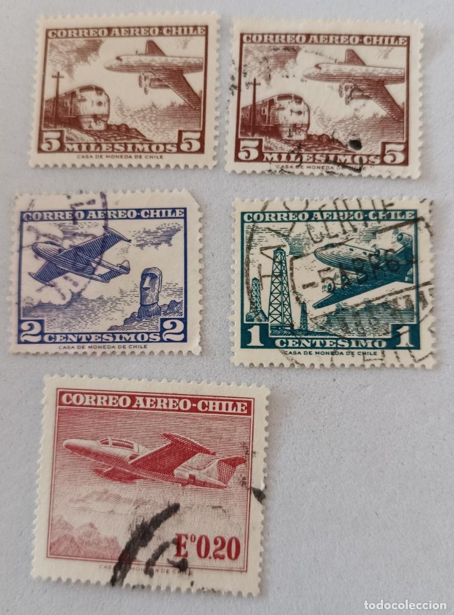 Sellos: Sellos Chile 1961 -1964 Serie de 1.956 - 1.957 modificada. A&eacute;reos.