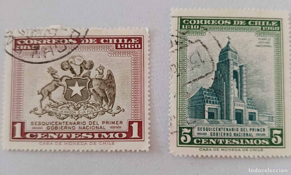 Sellos: Sellos Chile 1960 -1961 CL Aniversario del primer gobierno nacional.
