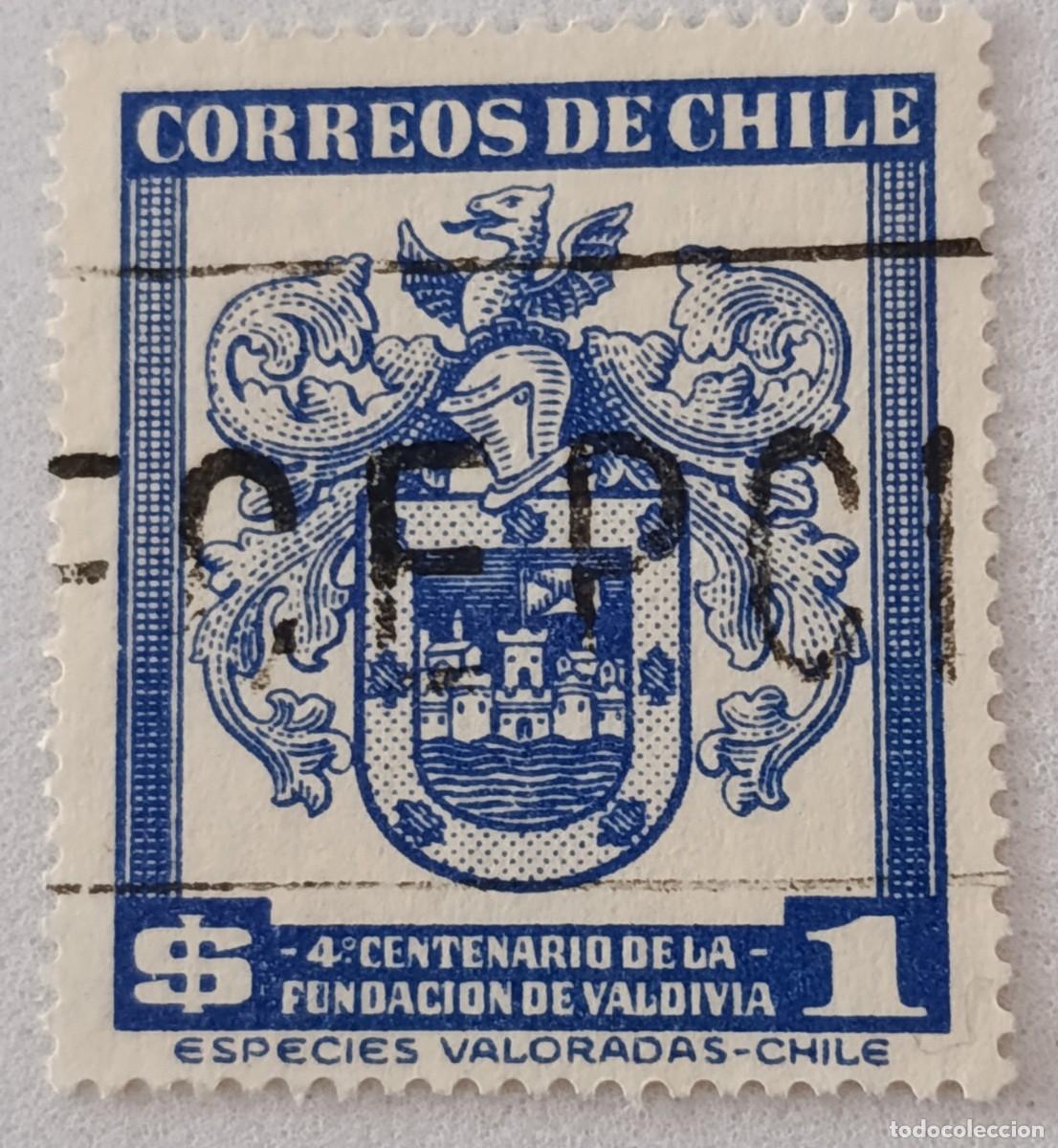 Sellos: Sellos Chile 1953 IV Centenario de la fundaci&oacute;n de Valdivia.