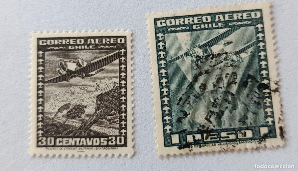 Briefmarken: Sellos Chile 1944 -1953 A&eacute;reos. Serie de 1.934 - 1.938, goma sin filigrana.