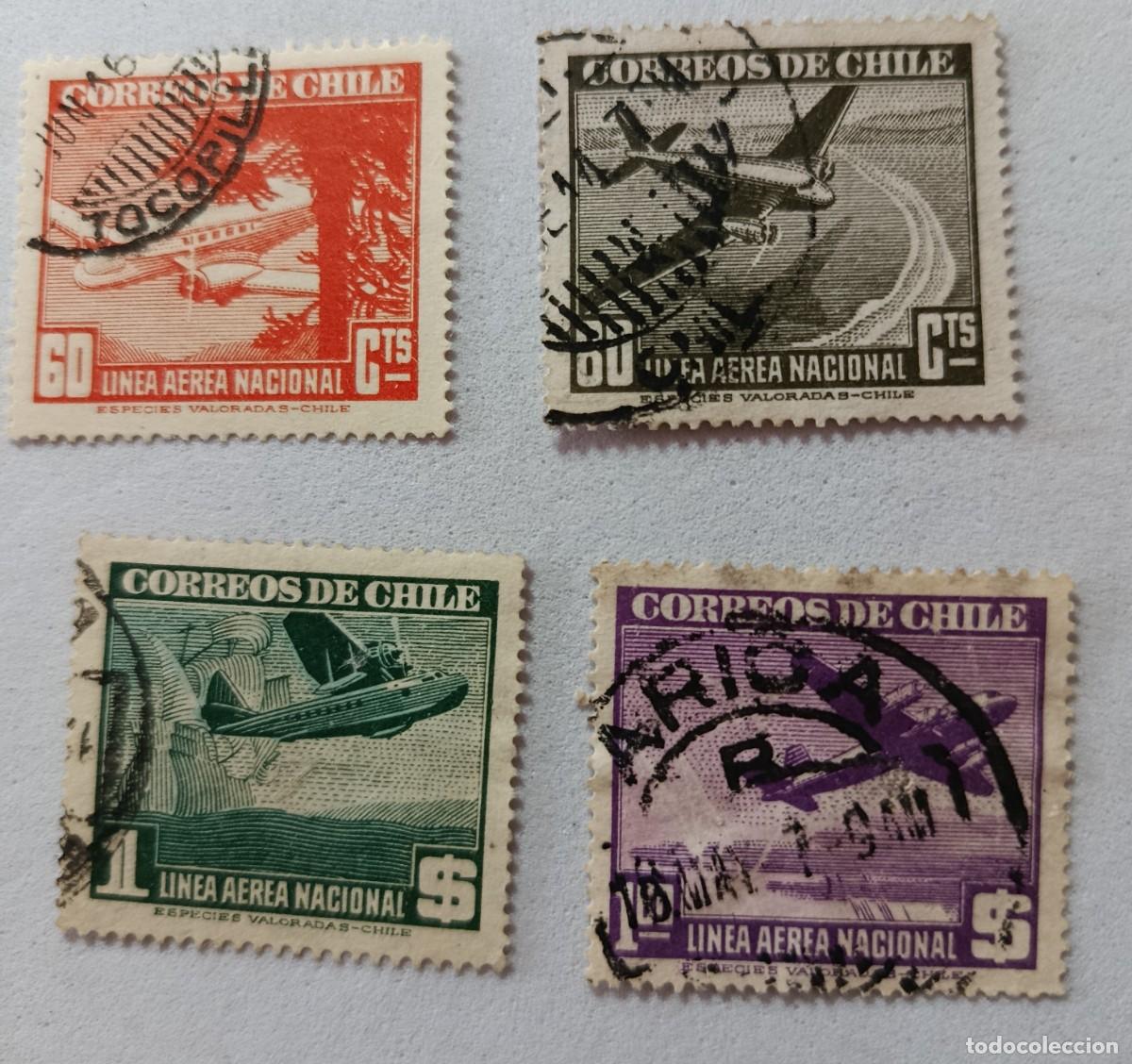 Briefmarken: Sellos Chile 1942 -1946 A&eacute;reos. Serie anterior, goma sin filigrana.