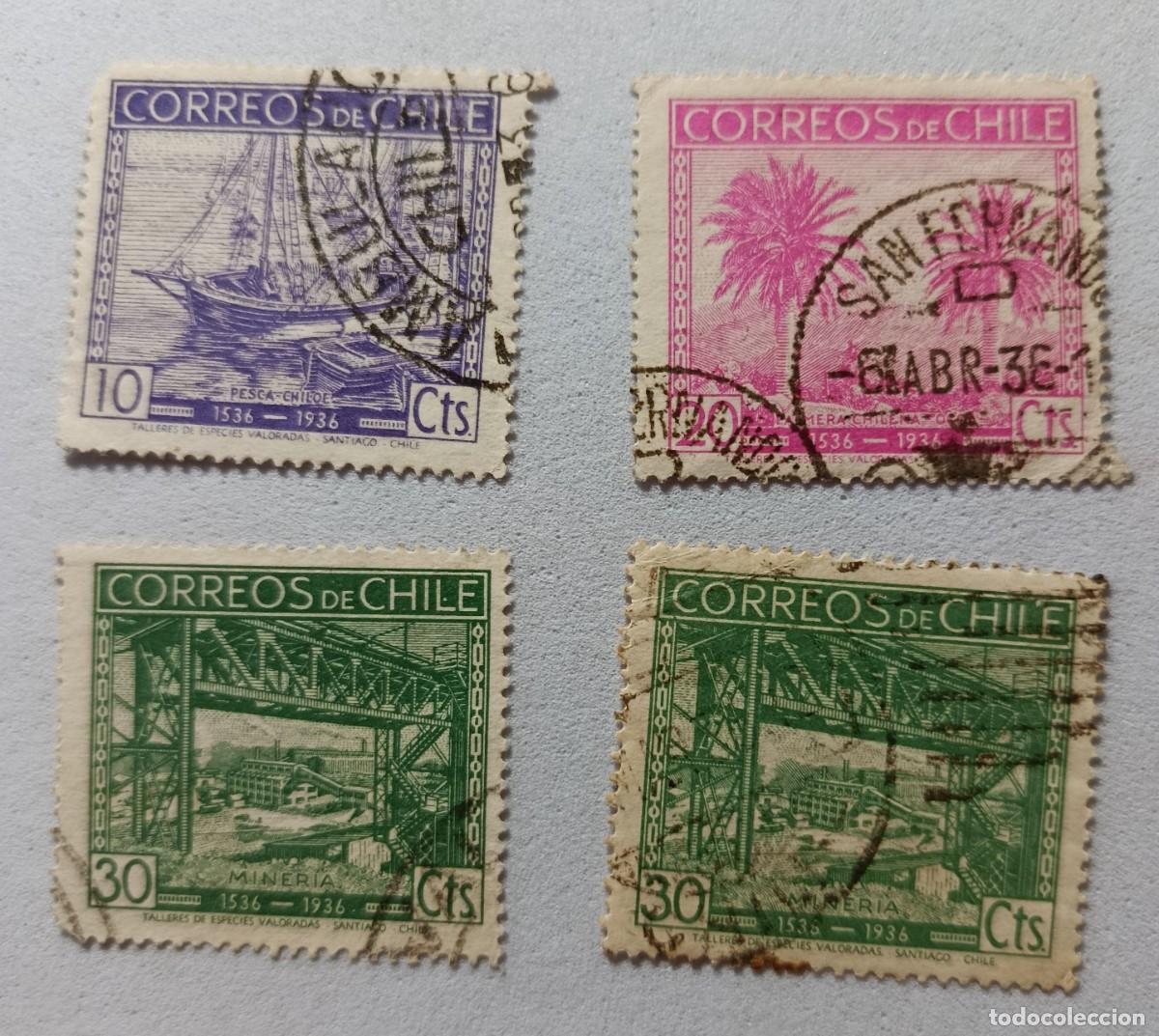 Briefmarken: Sellos Chile 1936 IV Centenario del descubrimiento de Chile por Diego de Almagro.