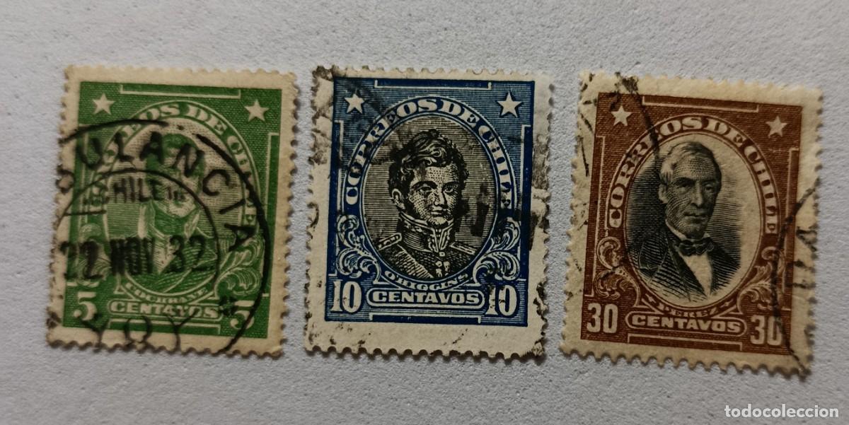 Francobolli: Sellos Chile 1928 -1930 Personajes sobrecargados &rdquo;CORREOS DE CHILE&rdquo;.