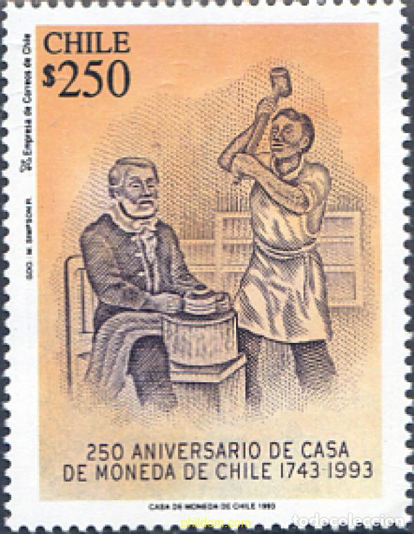 Sellos: 303528 MNH CHILE 1993 250 ANIVERSARIO DE LA CASA DE LA MONEDA