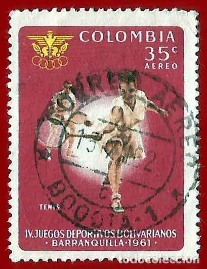Sellos: Colombia. 1961. Scott # C415. Juegos Deportivos Bolivarianos. Tenis