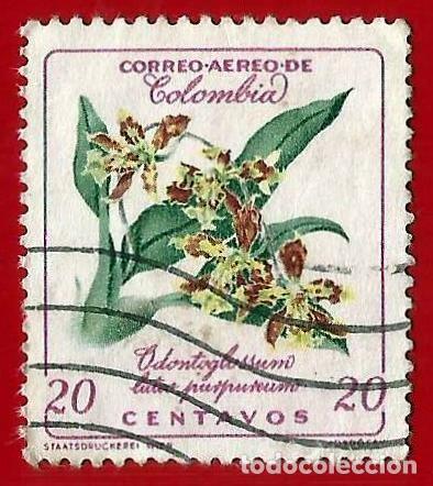 Sellos: Colombia. 1962. Scott # C422. Flores. Orquidea
