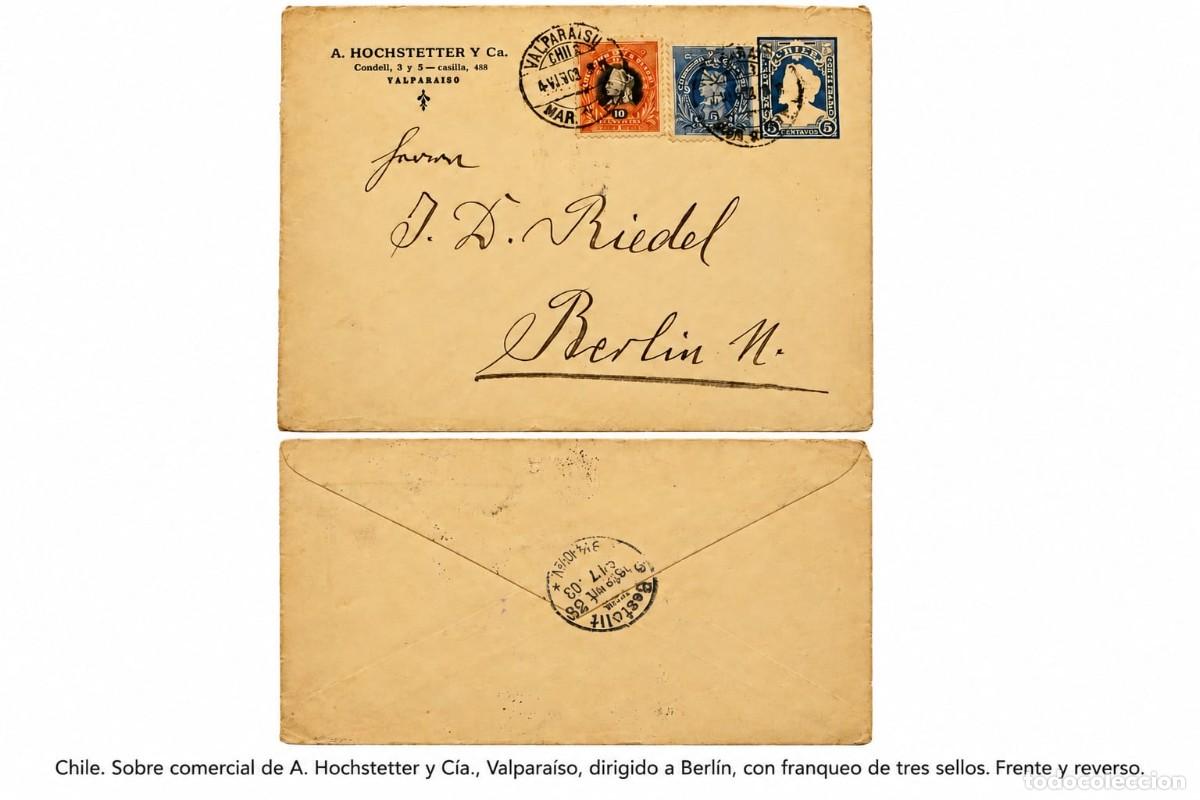 Sellos: O) 1903 CHILE, VALPARAISO, CHRISTOPHER COLUMBUS - COLON 10c, CHRISTOPHER COLUMBUS 6c, CHRISTOPHER CO