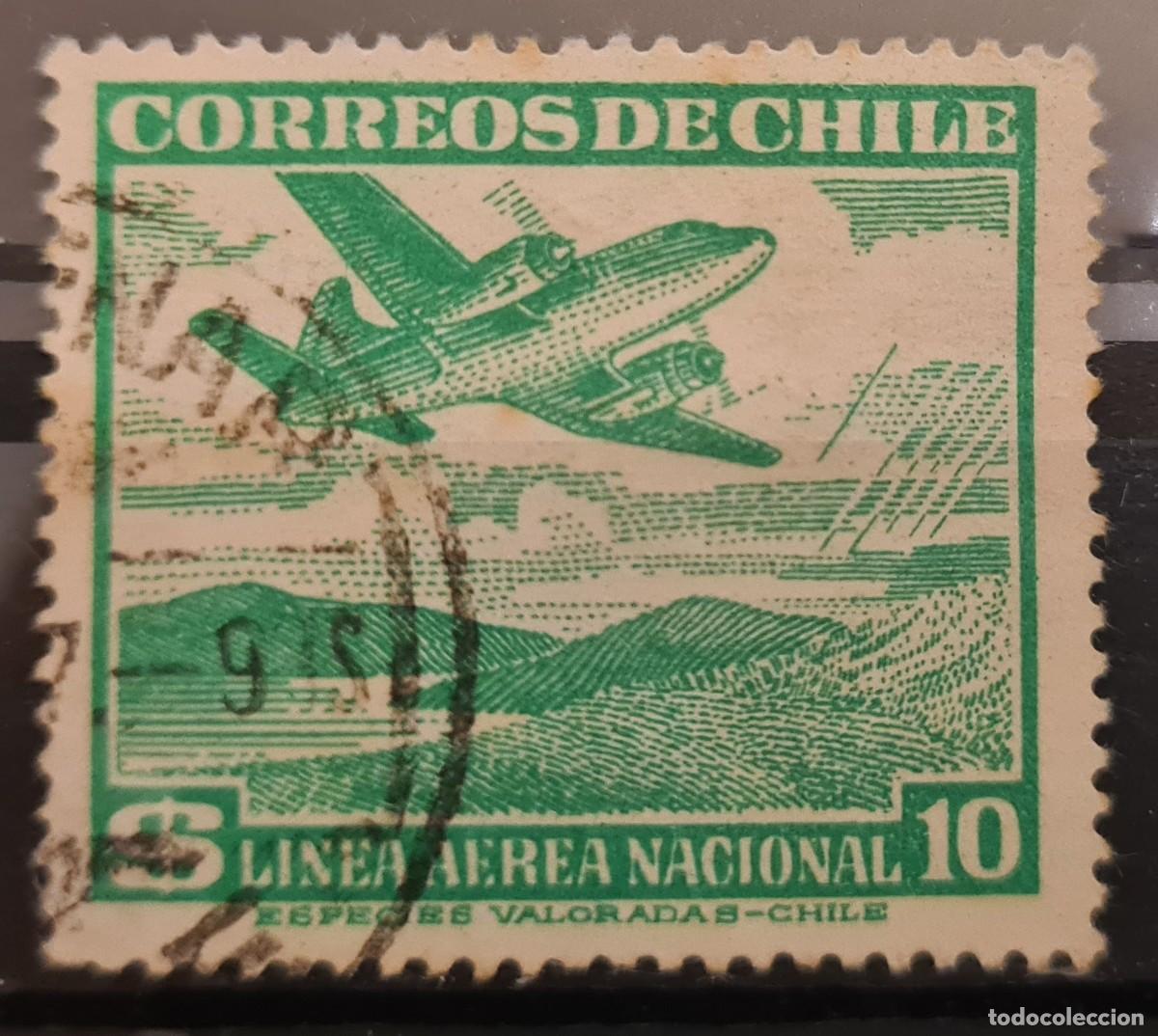 Sellos: Sello a&eacute;reo usado de Chile 1950-53