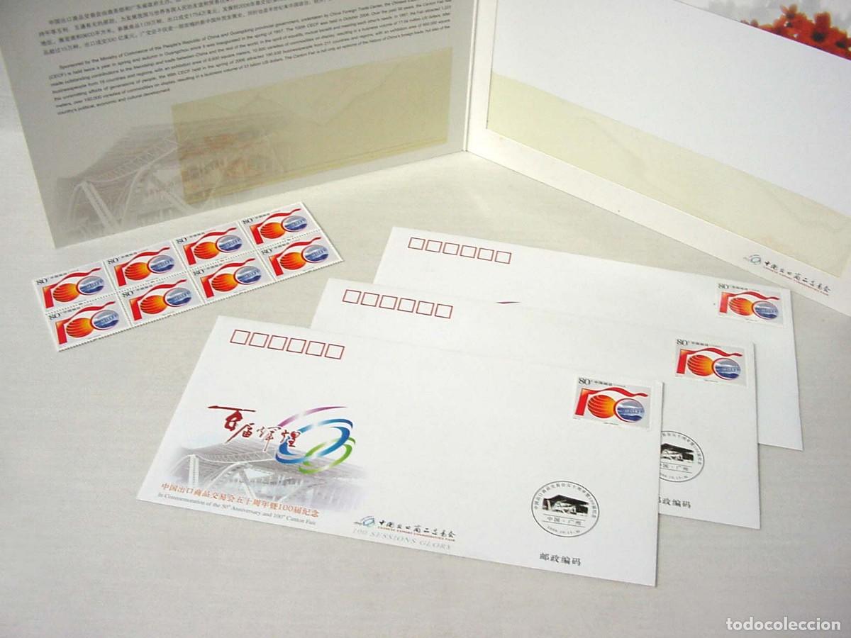 Sellos: Sobre con Album de 3 sobres con sello Nuevos y 8 sellos de China Nuevos. A&ntilde;o 2006. Centenario 100 Se