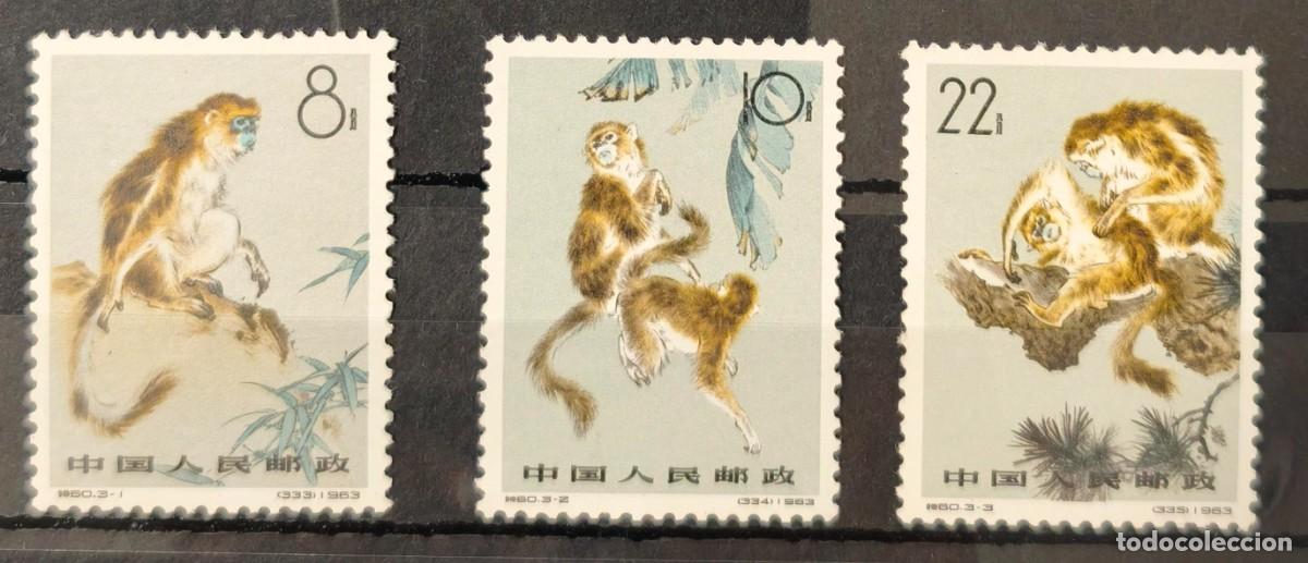 Sellos: China. Yvert 1498/500 **. Serie completa y nueva de Fauna, Monos. cat&aacute;logo 50 &euro;