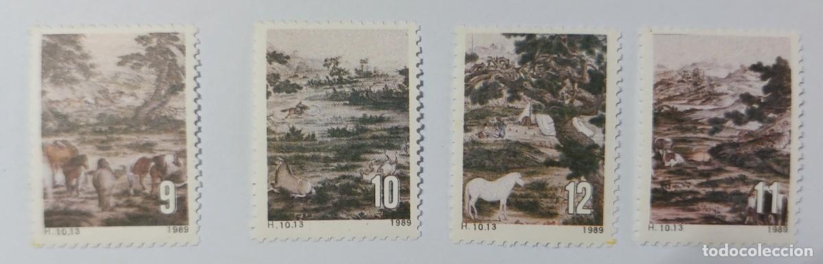 Sellos: China 1989 vi&ntilde;etas &rdquo;Cien caballos&rdquo; del artista Giuseppe Castiglione ** MNH