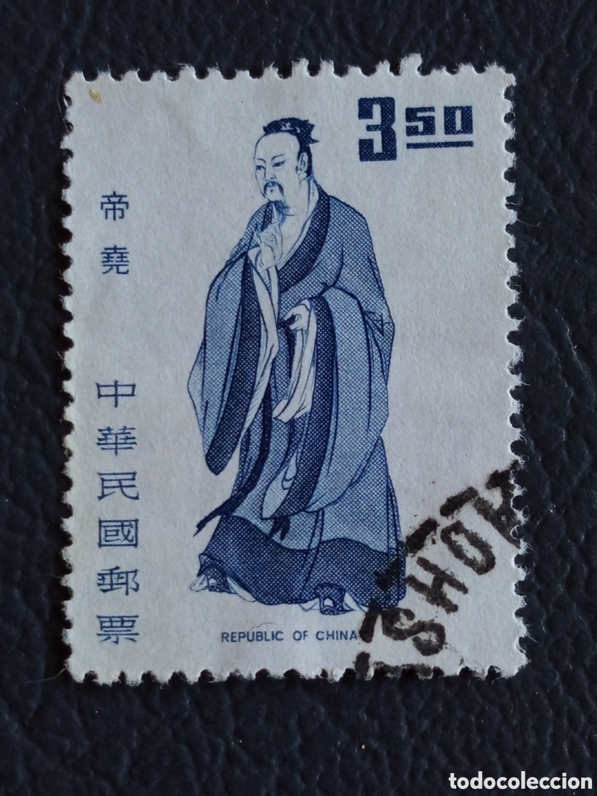 Sellos: Taiwan ROC 1962 Emperador Yao legendario $3,50 azul Scott 1312 usado