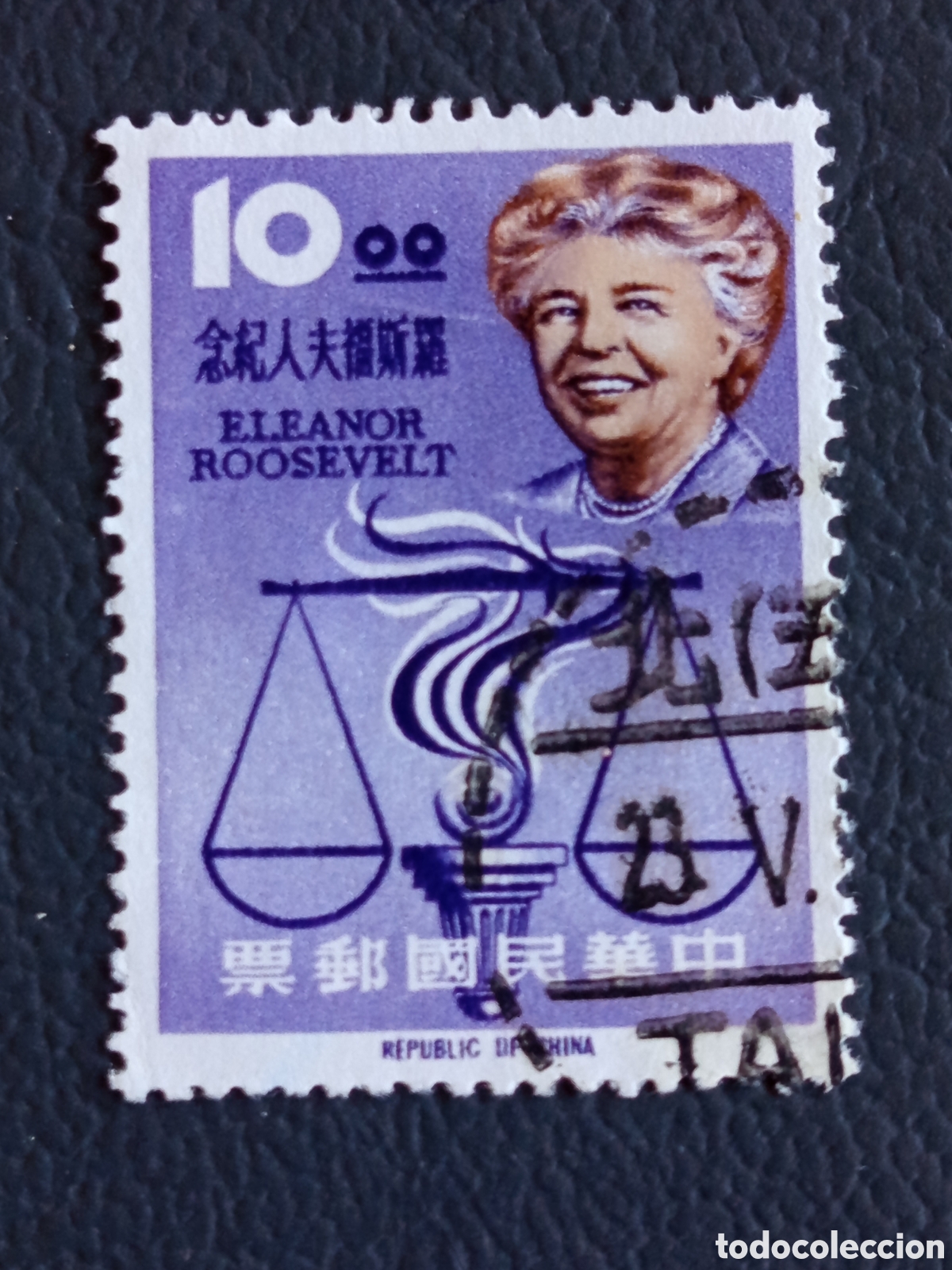 Sellos: Taiwan ROC 1963 Eleanor Roosevelt derechos humanos $10 Scott 1391 usado