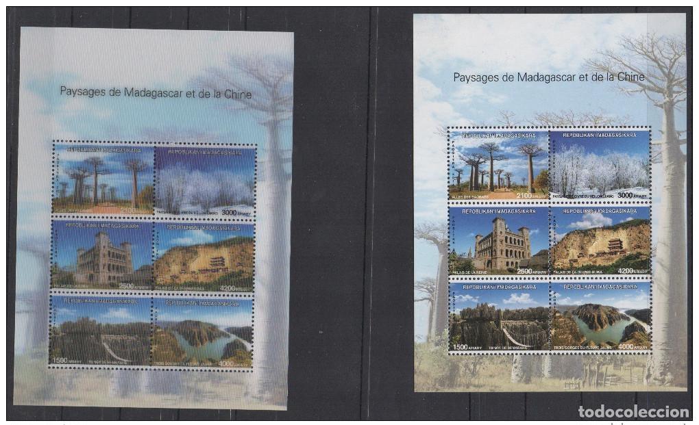 Sellos: Madagascar 2014 China LENTICULAR + HOJA DE BLOQUES NORMAL Bloque Tsingy Baobab