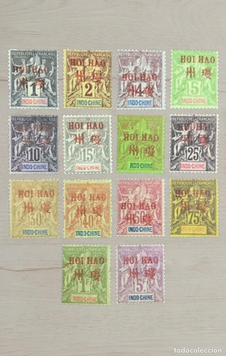 Sellos: French Post Offices in China Hoihow 1902 Overprints Selection 14v Mint - Includes 1F & 5F High Value