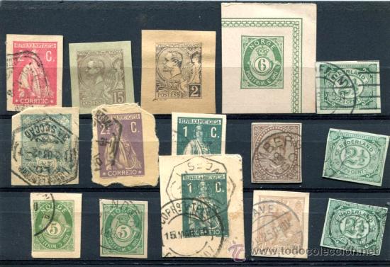 Sellos: 15 enteros postales recortados. - Foto 1