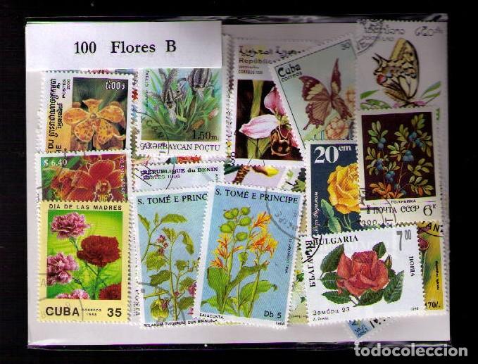 Sellos: 100 SELLOS DE FLORES B - Foto 1