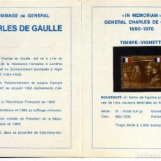 Sellos: SELL-3. TIMBRE-VIGNETTE. IN MEMORIAM GENERAL CHARLES DE GAULLE (1890-1970). EN ORO FINO DE 0,6 GRS.