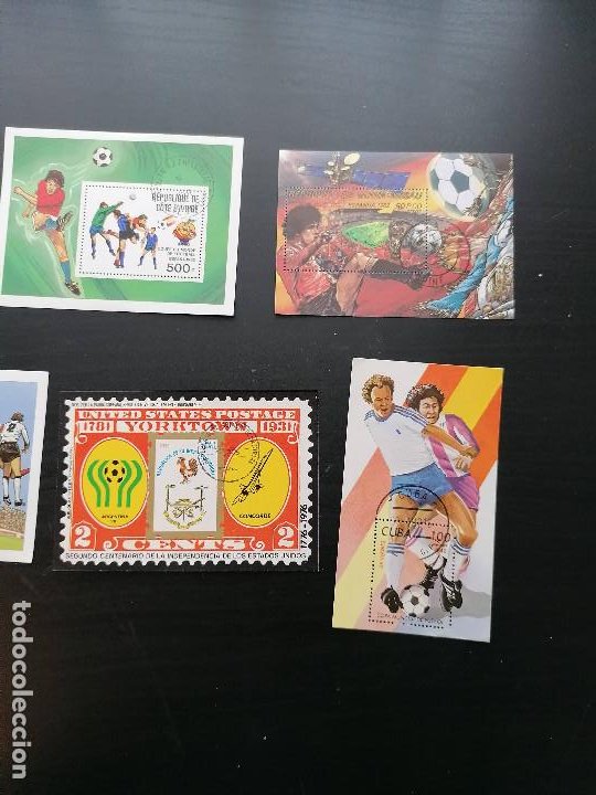 Sellos: Futbol Mundial España 1982 lote 7 sellos Hbs Hay una Mundial Argentina 78 HB usado Naranjito - Foto 5 - 292331693