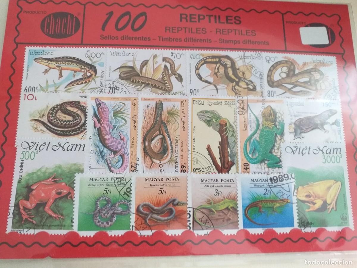 Sellos: 100 sellos tem&aacute;ticos reptiles - Foto 1