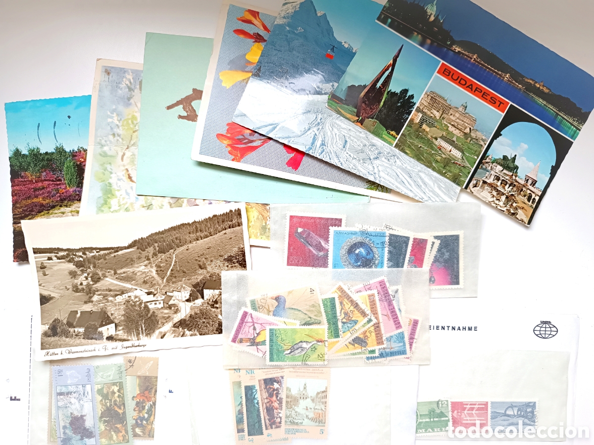 Sellos: Conjunto de 7 postales y varias series tem&aacute;ticas de sellos - Foto 1