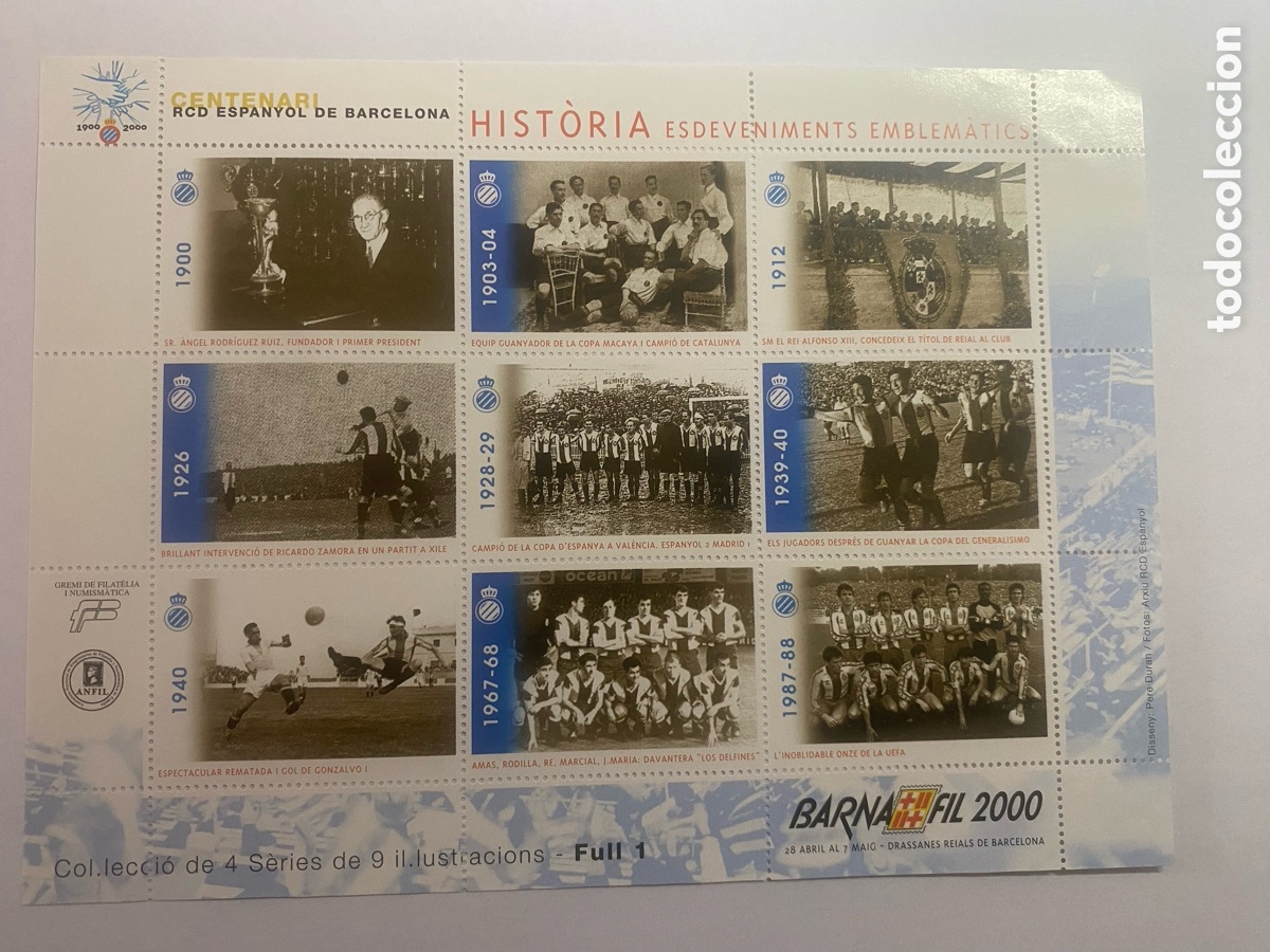 Sellos: 4 Laminas sellos Rcd.espa&ntilde;ol - Foto 1