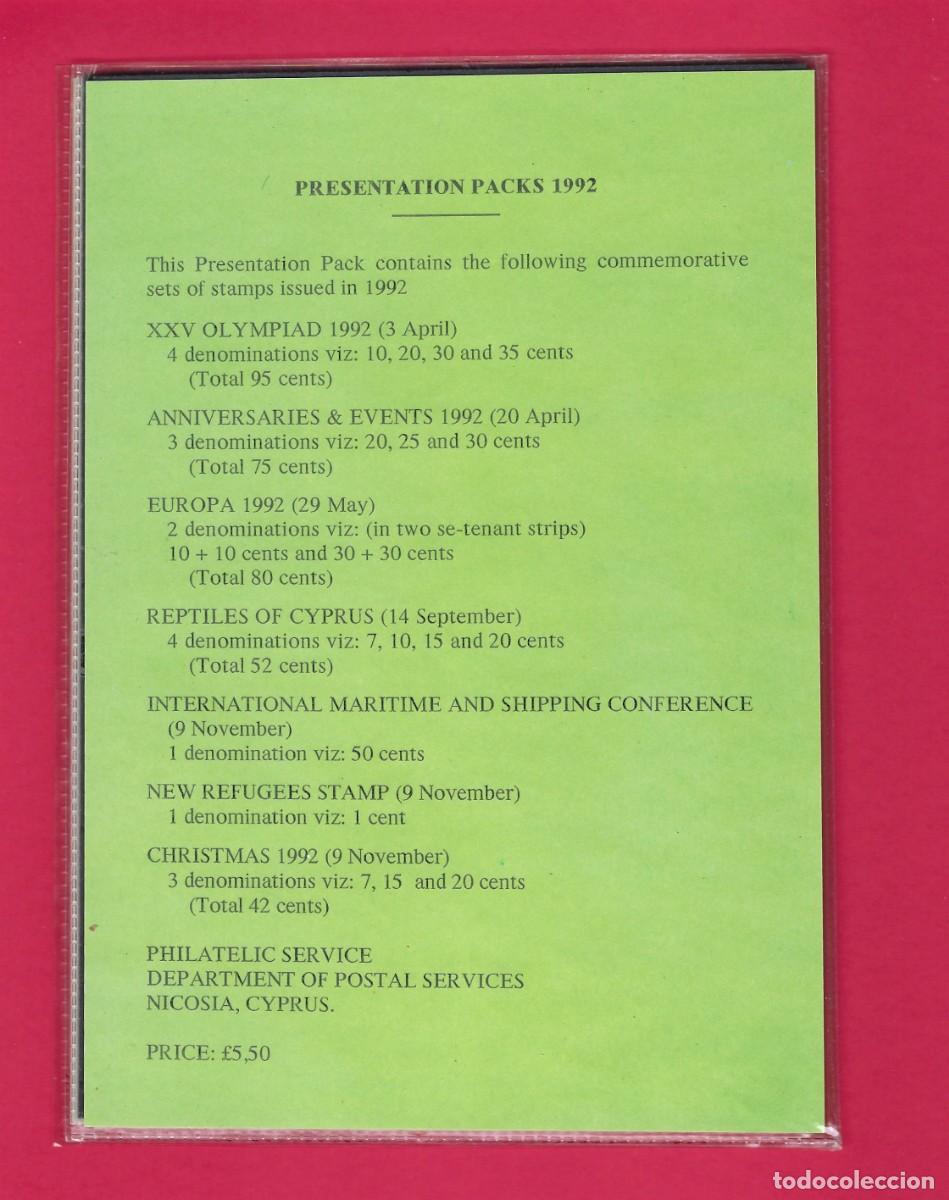 Sellos: Chipre. A&ntilde;o 1992. Carpeta oficial. - Foto 4