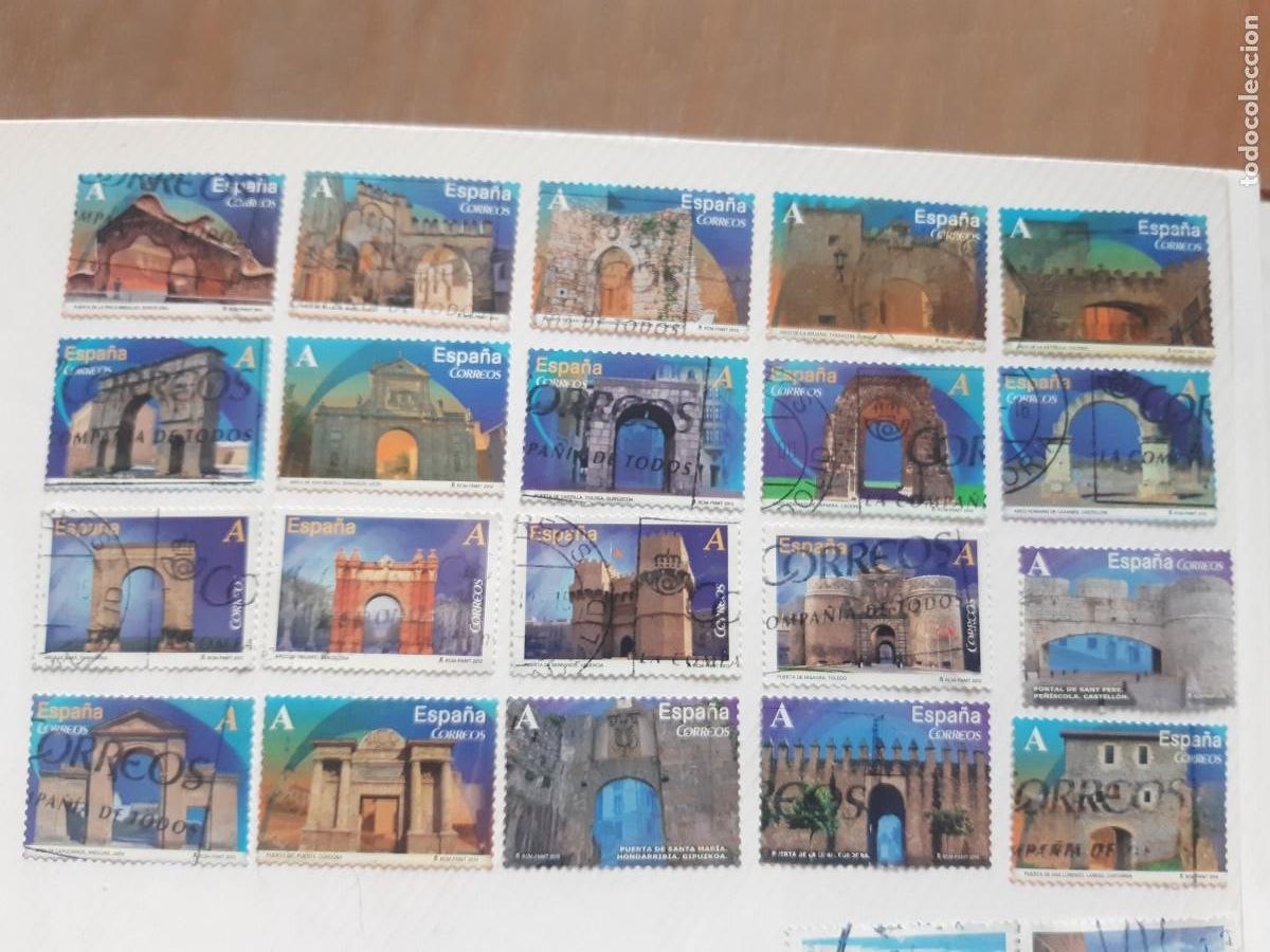 Selos: LOTE 16 SELLOS CIRCULADOS PUERTAS MONUMENTALES DE ESPA&Ntilde;A DIFERENTES