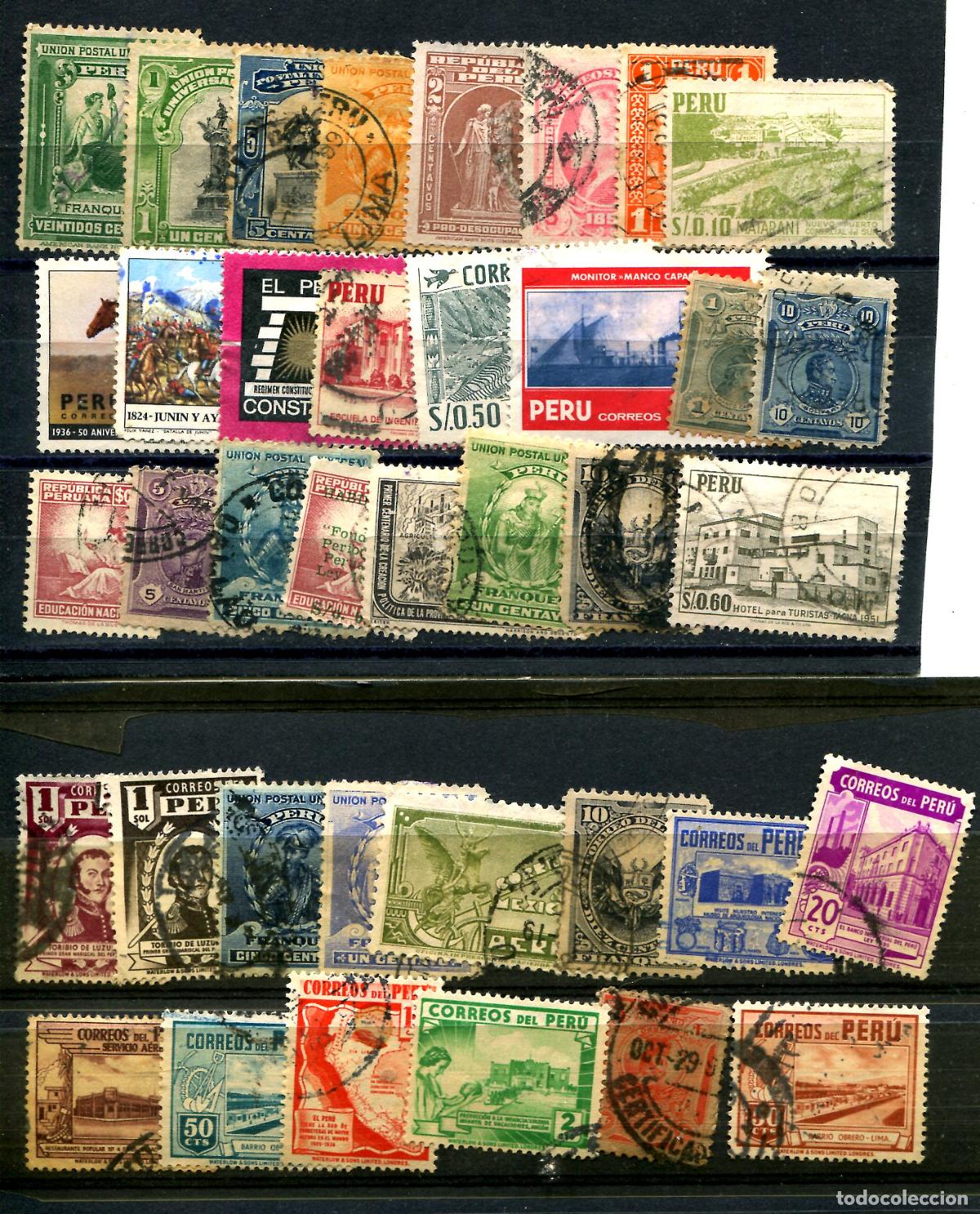 Sellos: 38 sellos diferentes de Per&uacute; - Foto 1