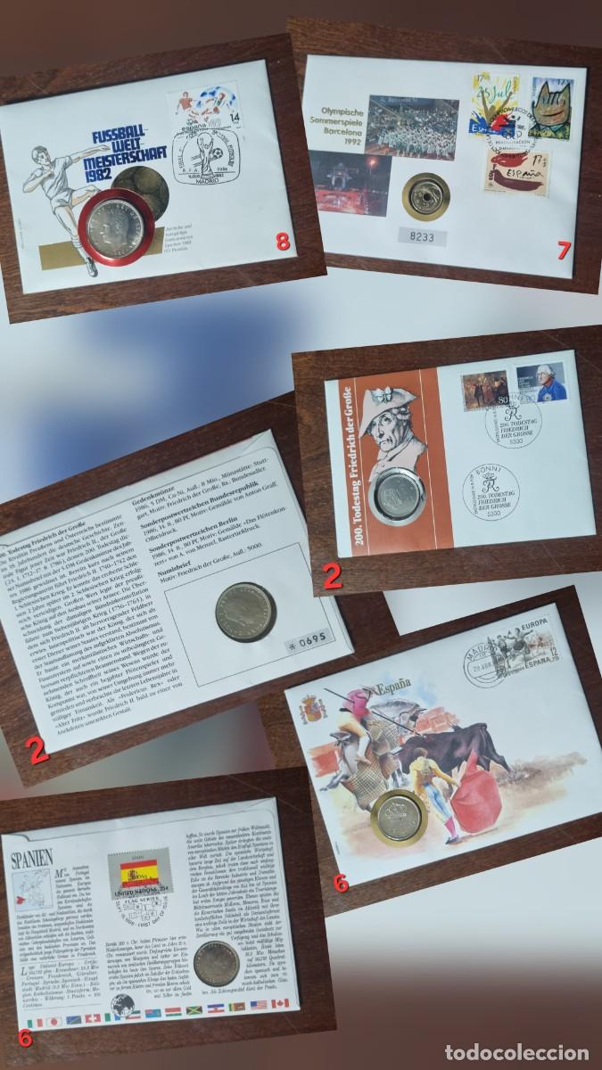 Sellos: Lote sobres con sellos y monedas