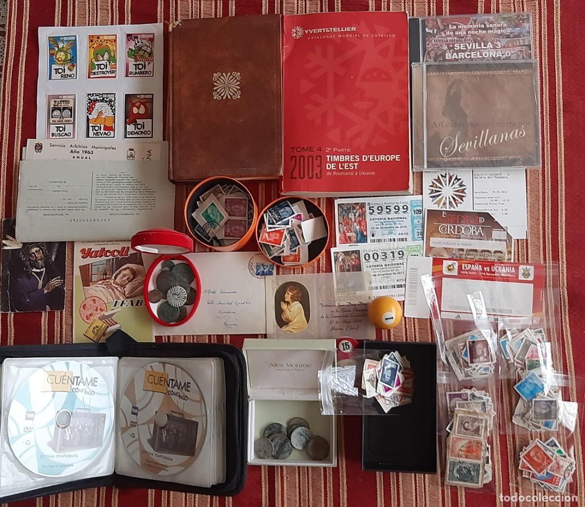 Sellos: (COLECCIONISMO) LOTE DE MONEDAS, SELLOS Y OBJETOS COLECCIONABLES