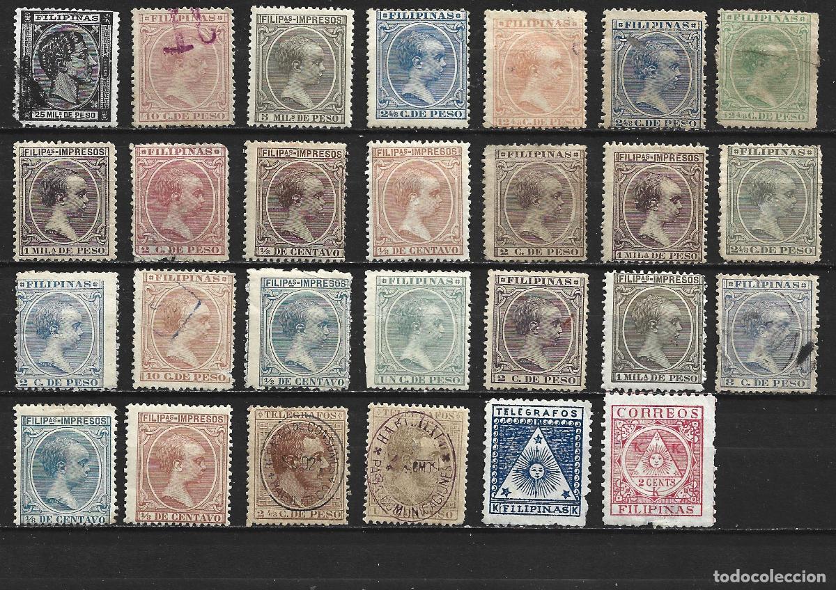 Sellos: FILIPINAS COLONIA ESPA&Ntilde;OLA CONJUNTO DE SELLOS USADOS