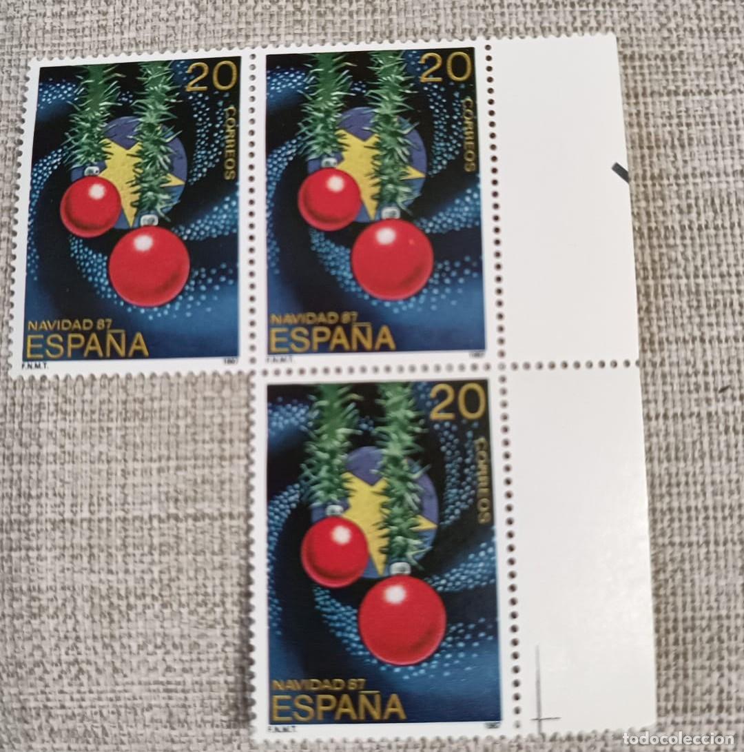 Sellos: Bloque 3 Sellos Navidad 1987 Edifil 2925.