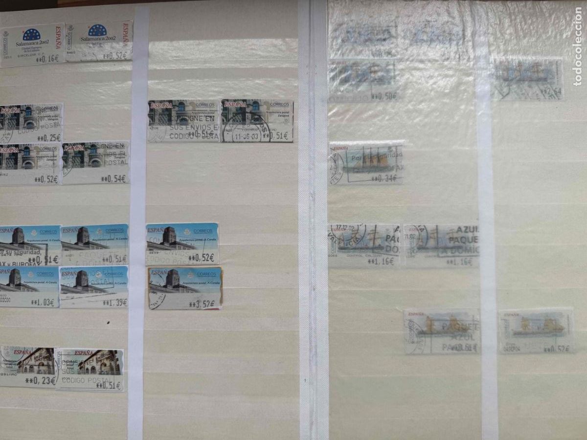 Sellos: COLECCION DE ETIQUETAS CORREOS ATM AUTOADHESIVAS. A&Ntilde;OS 90-2000.