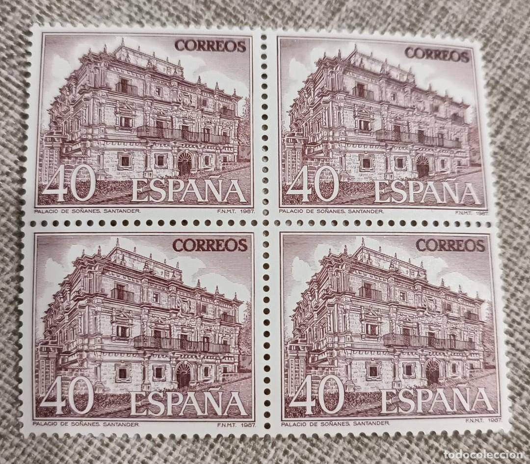 Sellos: Bloque 4 Sellos Palacio de So&ntilde;anes (Cantabria) 1987