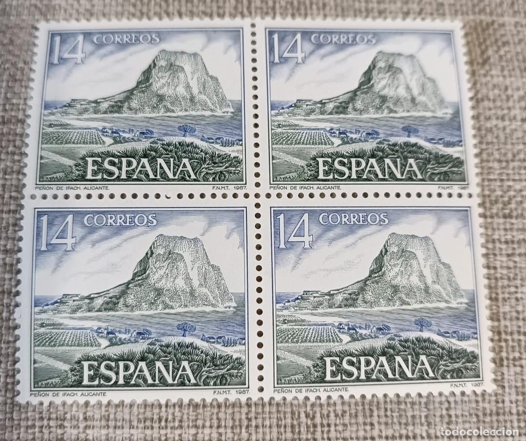 Sellos: Bloque 4 Sellos Pe&ntilde;&oacute;n de Ifach Calpe (Alicante). 1987