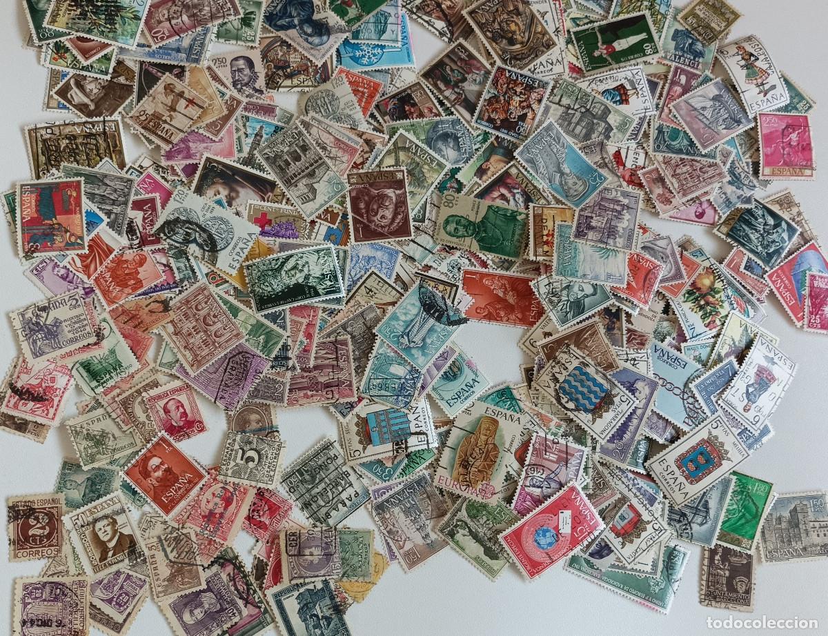 Sellos: Lote A, 400 sellos de Espa&ntilde;a SIN REPETIR, Anteriores a 1975, Usados, Sin Series B&aacute;sicas