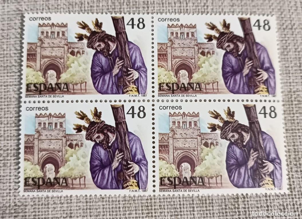 Sellos: Bloque 4 Sellos Semana Santa Sevilla, 1987