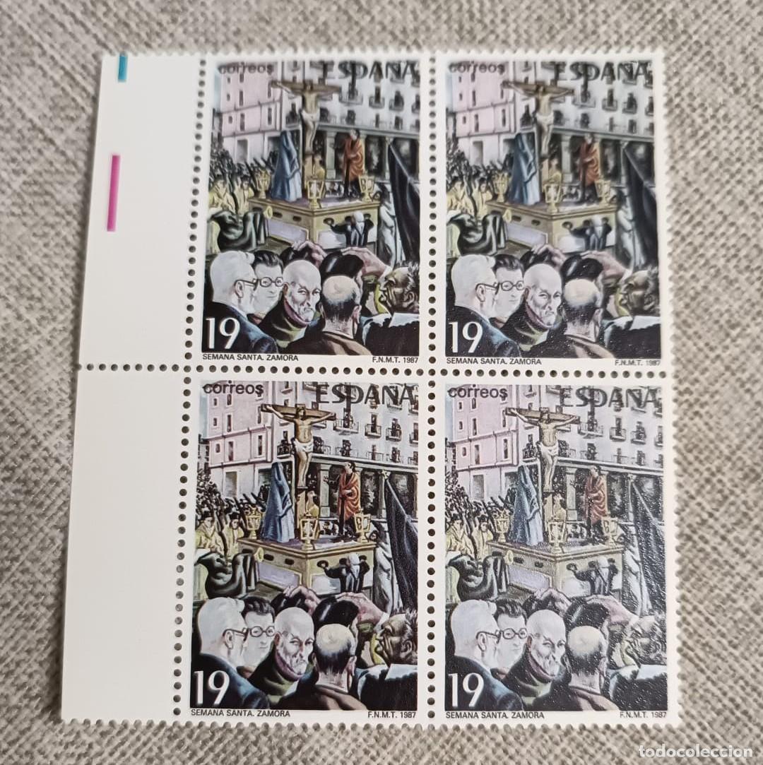 Sellos: Bloque 4 Sellos Semana Santa de Zamora , 1987.