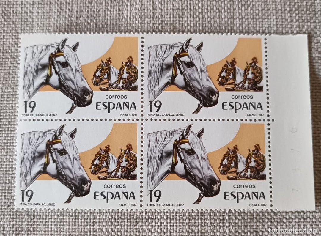 Sellos: Bloque 4 Sellos Feria del Caballo de Jerez, 1987