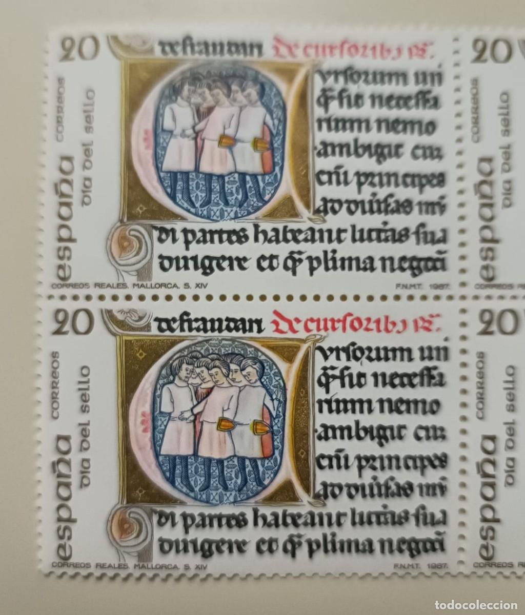 Sellos: Bloque 4 Sellos. D&iacute;a del Sello. Correos Reales 1987