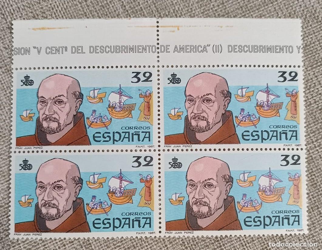 Sellos: Bloque 4 Sellos V Centenerario Descubrimiento de Am&eacute;rica (Fray Juan P&eacute;rez)