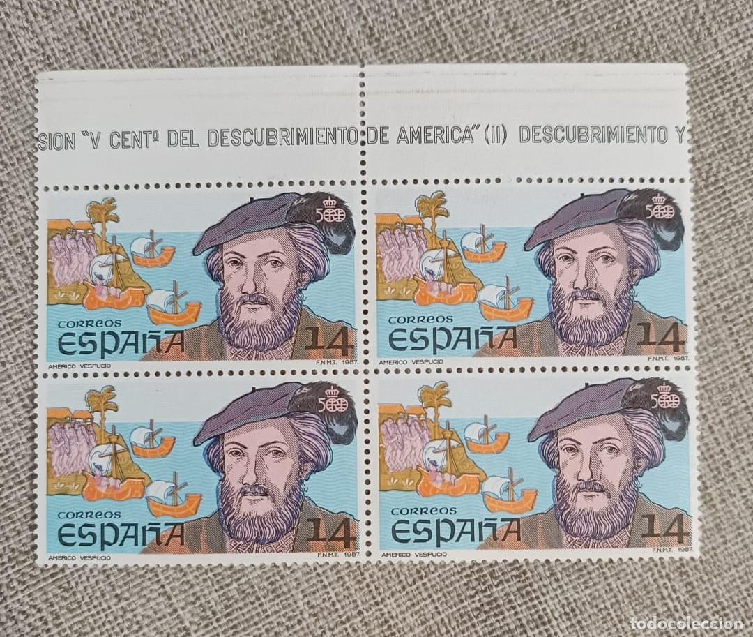 Sellos: Bloque 4 Sellos V Centenerario Descubrimiento de Am&eacute;rica (Am&eacute;rico Vespucio)