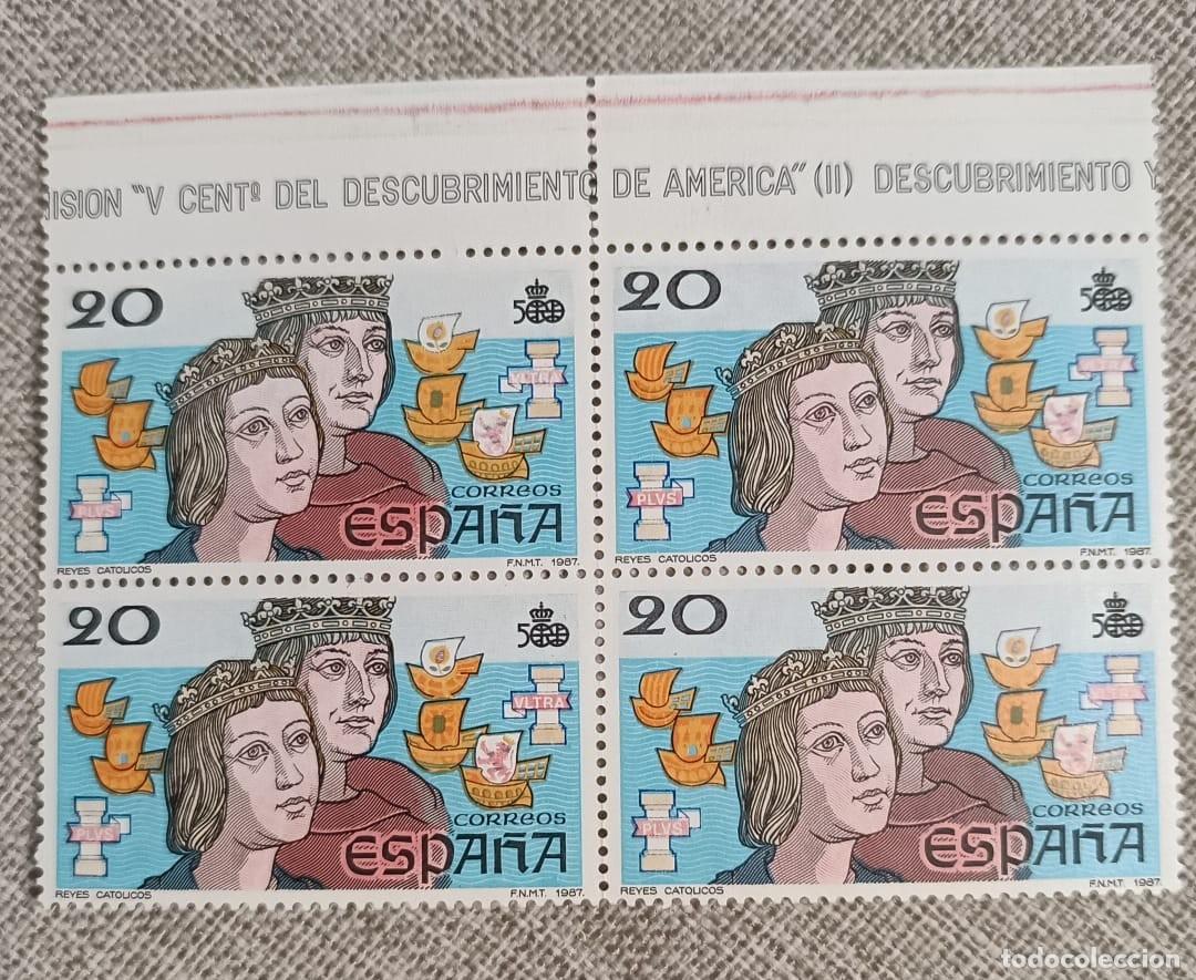Sellos: Bloque 4 Sellos V Centenerario Descubrimiento de Am&eacute;rica (Reyes Cat&oacute;licos)
