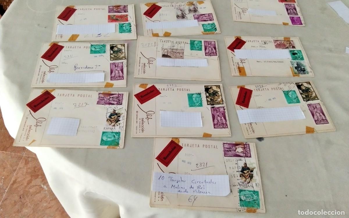 Sellos: MOLINS DE REI , 10 TARJETAS CIRCULADAS DESDE VALENCIA A&Ntilde;OS 70 , BUENOS FRNAQUEOS FILATELICOS